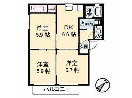 シャーメゾン神原(3DK/2階)の間取り写真