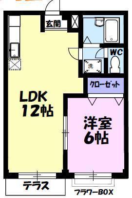 エクセレントプラザ(1LDK/2階)の間取り写真
