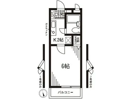 グリーンヒルズサイトウ(1K/1階)の間取り写真