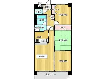 名鉄名古屋本線 名鉄一宮駅 徒歩6分 7階建 築28年(3LDK/5階)の間取り写真