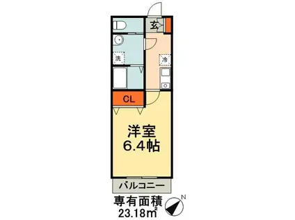 セル・フェリス(1K/1階)の間取り写真