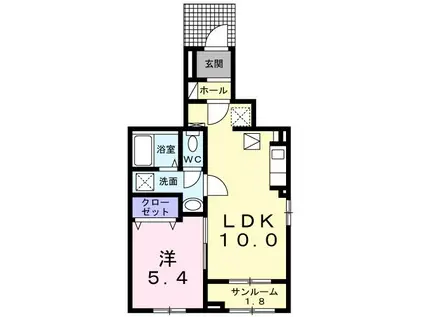 ミル・クレイン II(1LDK/1階)の間取り写真
