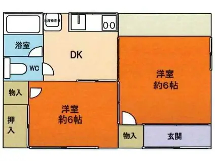 秋山北アパート(2DK/1階)の間取り写真