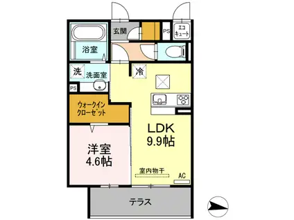 シエルーカルム(1LDK/1階)の間取り写真