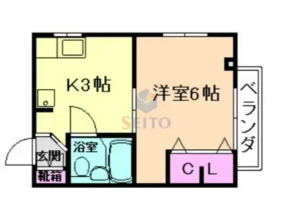 弥生コーポ(1K/2階)の間取り写真