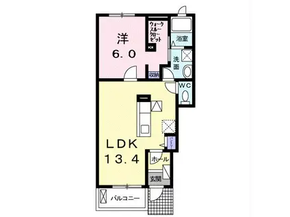 ティアレ(1LDK/1階)の間取り写真