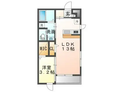 ステージ新白河II(1LDK/1階)の間取り写真