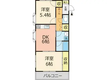 コスモハイツセブン(2DK/3階)の間取り写真