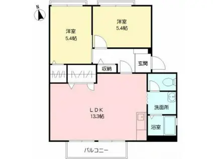 フレグランスSAWADA (2LDK/2階)の間取り写真