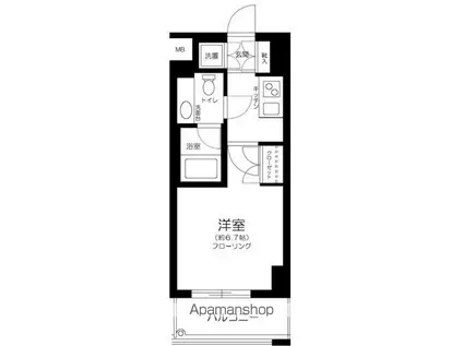 パークプリエ神楽坂(1K/1階)の間取り写真