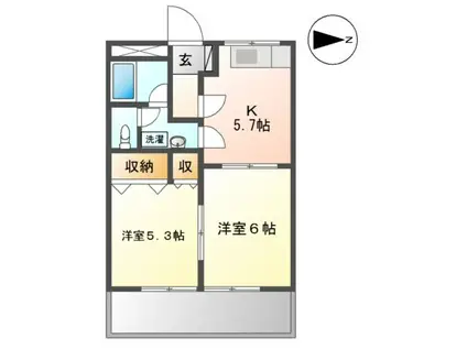 メゾンユニベール(2K/2階)の間取り写真