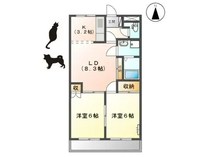 ハイメゾンあをい(2LDK/1階)の間取り写真