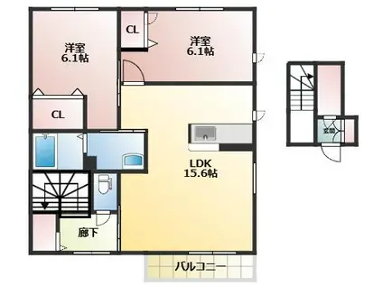 プロヌーブ平佐(2LDK/2階)の間取り写真