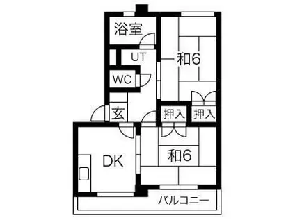 メゾンほら貝(2DK/3階)の間取り写真