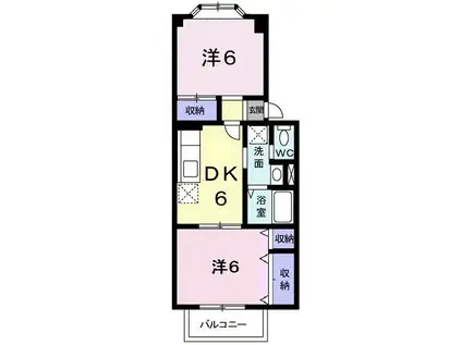 エスポアメゾンII(2DK/2階)の間取り写真