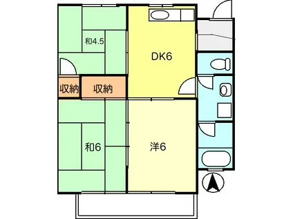 T-NET 浅間ハイラークII(3DK/1階)の間取り写真