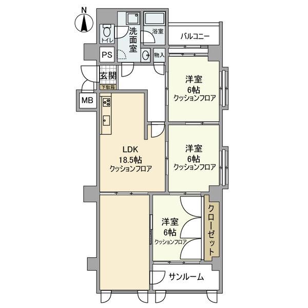 ハイツサンライズ(3LDK/3階)の間取り写真