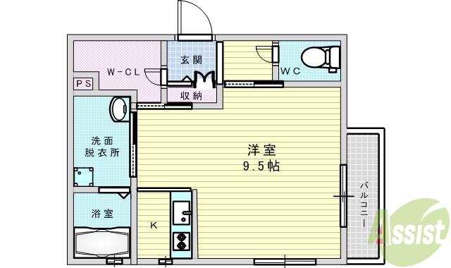 シャーメゾンハレクラニ(1K/2階)の間取り写真