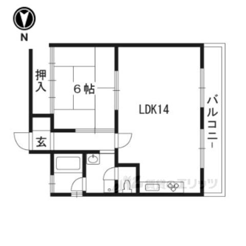 ロイヤルコーポ(1LDK/4階)の間取り写真