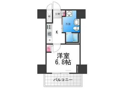 エルプレイス堺(1K/4階)の間取り写真