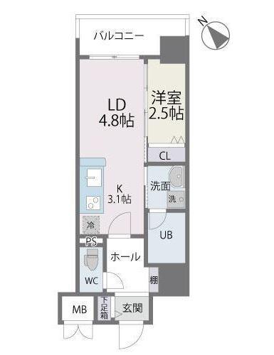 サニークレスト須崎町(1LDK/8階)の間取り写真