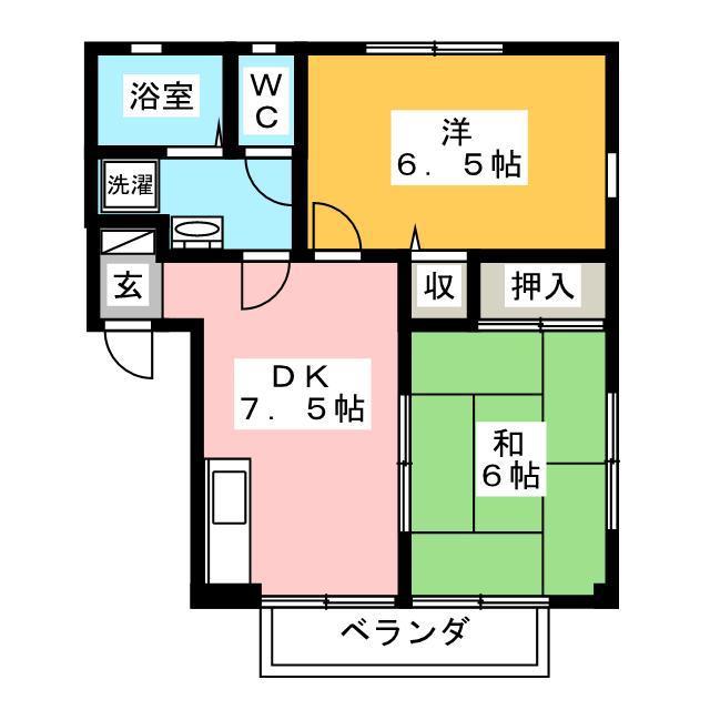 フォブール今(2DK/2階)の間取り写真