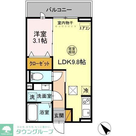 ガルデ妙典(1LDK/1階)の間取り写真