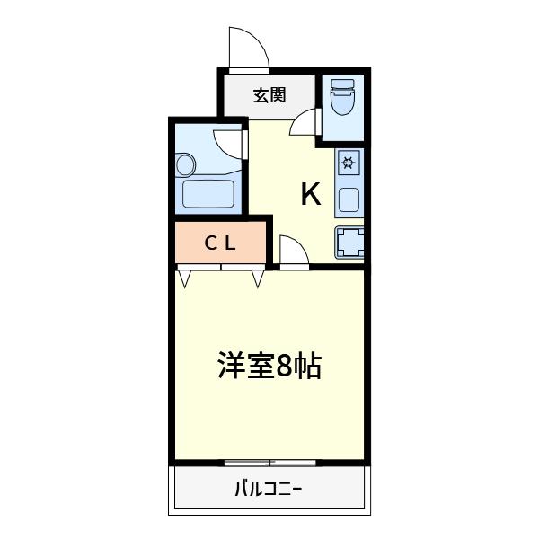 メゾネット高槻(1K/1階)の間取り写真