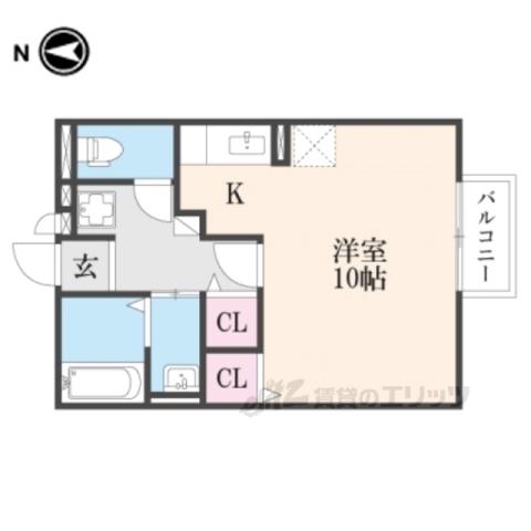 リビオンB(ワンルーム/2階)の間取り写真