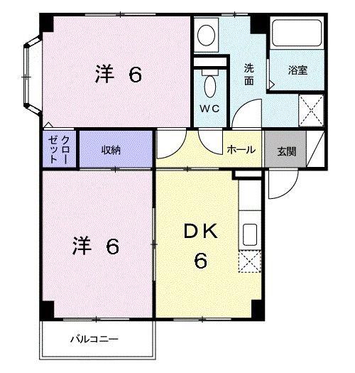 エスペランサA(2DK/2階)の間取り写真