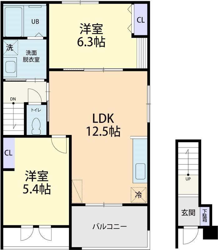 BELL DEMEURE(2LDK/2階)の間取り写真