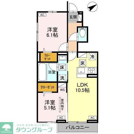 WISTERIA III(2LDK/1階)の間取り写真