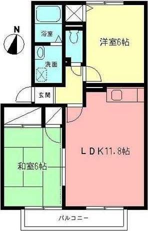 サンシャインA(2LDK/2階)の間取り写真