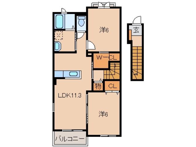 メゾン桜坂I(2LDK/2階)の間取り写真