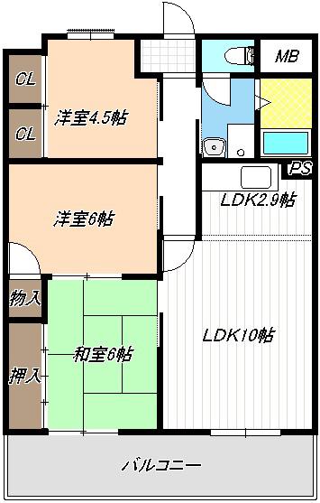 セブンスズキIII(3LDK/3階)の間取り写真