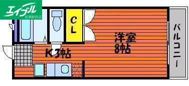 スカイアローマンション(1K/3階)の間取り写真