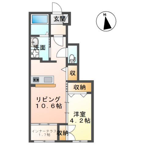 ルミーナ須賀川(1LDK/1階)の間取り写真