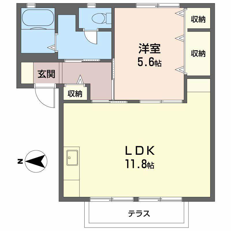 アルシオネB(1LDK/1階)の間取り写真