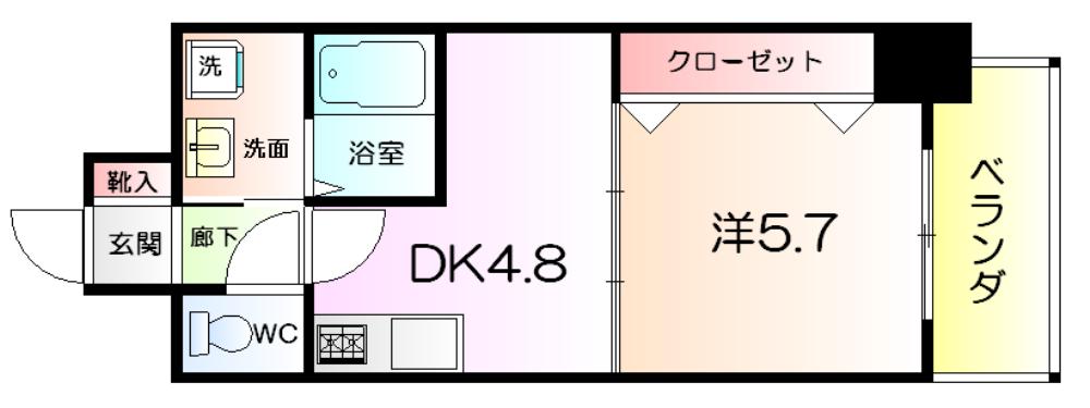KREHL宿院(1DK/2階)の間取り写真