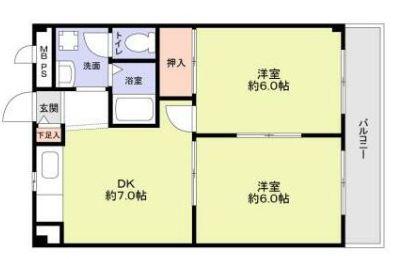 ソレイユ並木(2DK/3階)の間取り写真