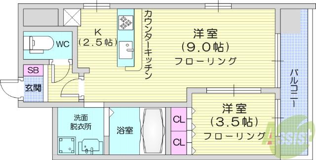 LASANTE薬師堂(1LDK/5階)の間取り写真