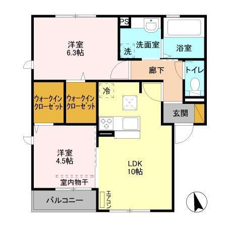 バリスサイト F(2LDK/1階)の間取り写真