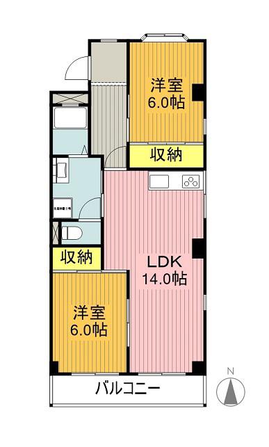 こいけハイツ(2LDK/4階)の間取り写真
