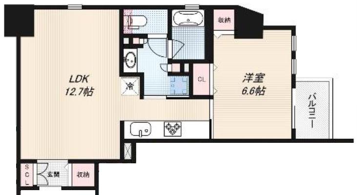RIDGE北堀江(1LDK/6階)の間取り写真