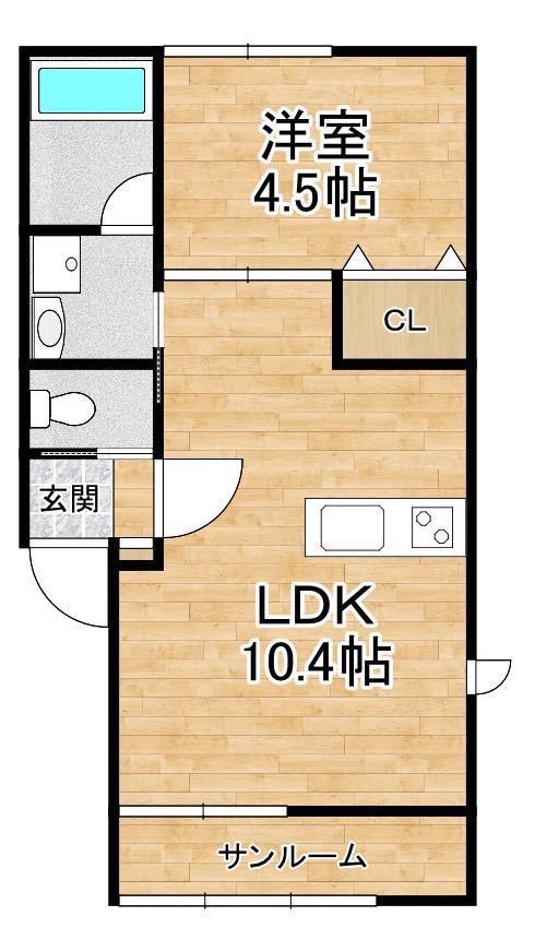 愛知川共同 A棟(1LDK/1階)の間取り写真
