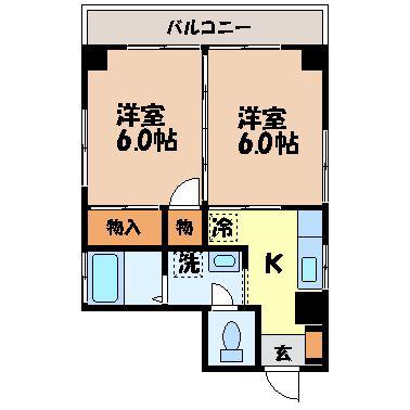 TSビル(2K/5階)の間取り写真