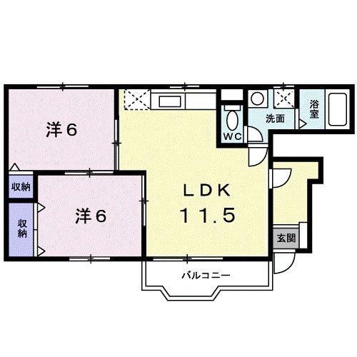 ブランドール(2LDK/1階)の間取り写真