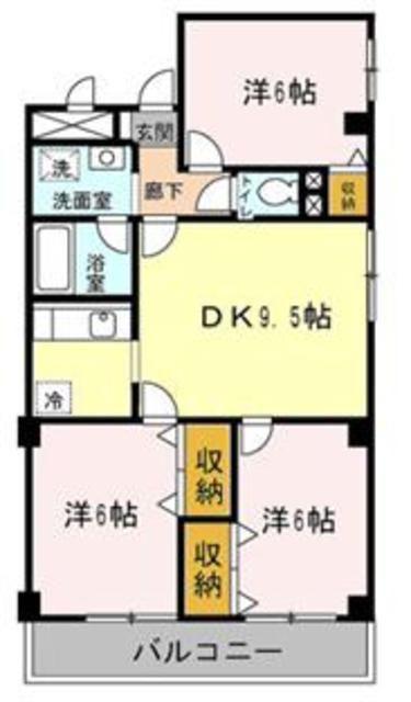 グランドール(3DK/1階)の間取り写真
