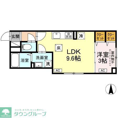 グラナーデ扇I C(1LDK/1階)の間取り写真
