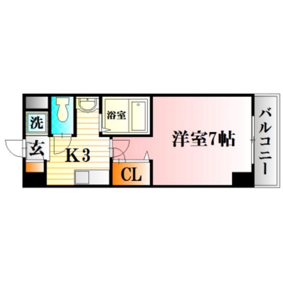 イマニシビル(1K/2階)の間取り写真
